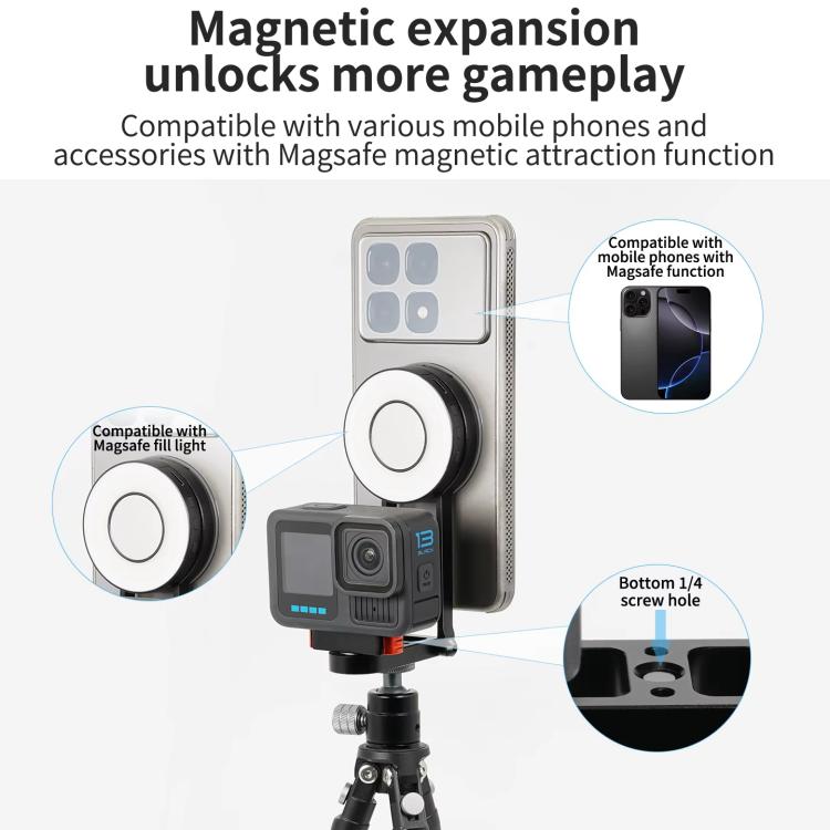 Magnetic Action Camera Mount Base, Universal 2-Prong Ball Joint, For Insta360 GO 3/3S Quick Release, For GoPro 13 Quick Release, For DJI Action 5 Pro/4/3/2 Quick Release, For 1/4inch Screw Hole Camera, Universal 17mm Ball Joint                         ...
