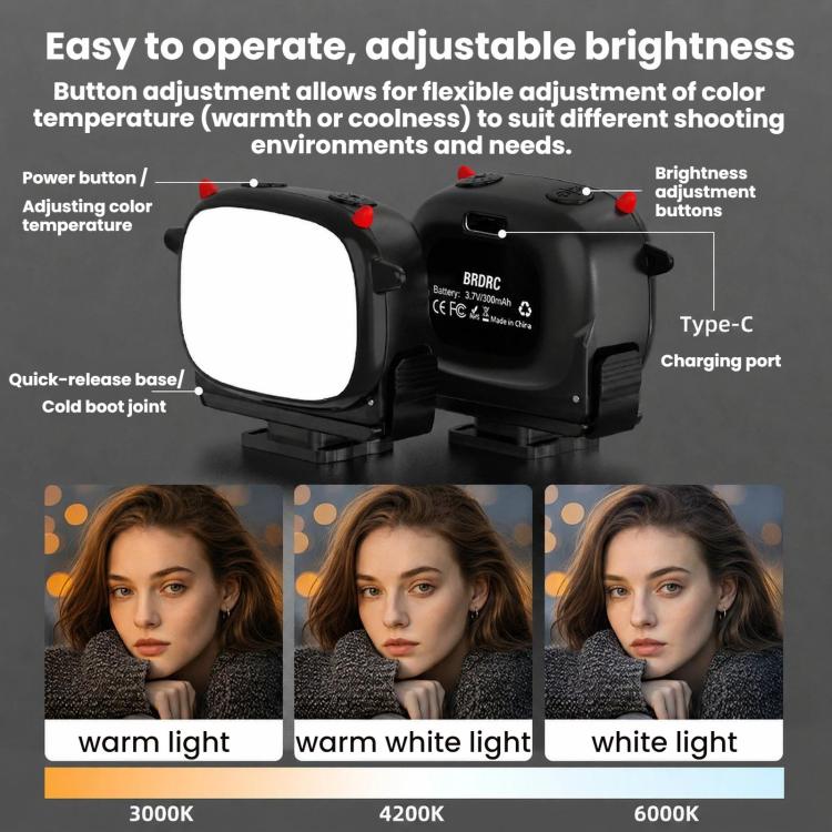 BRDRC Handheld Selfie Monster Fill Light Accessory, For DJI Osmo Action 3 / 4 / 5 Pro, For DJI Osmo Action 6 / Nano