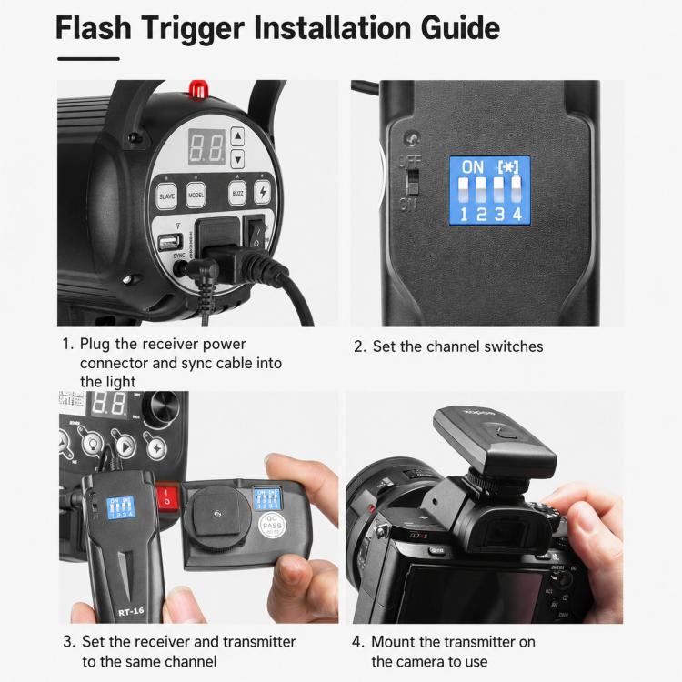 Godox RT16 Flash Trigger Studio Light Photography Light DSLR Camera Remote Control Wireless Sync Trigger, Transmitter, Receiver, Transmitter+Receiver, Transmitter+2 Receiver, Transmitter+3 Receiver