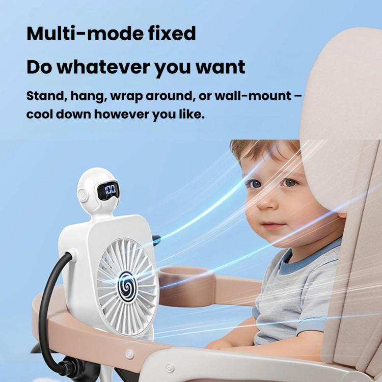 F17 Smart Digital Display Suction Cup Robot Fan 100 Speed Levels Desktop Fan