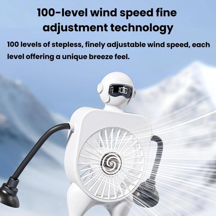 F17 Smart Digital Display Suction Cup Robot Fan 100 Speed Levels Desktop Fan