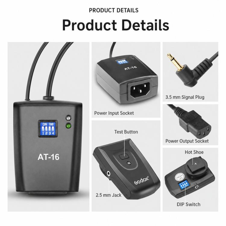 Godox AT-16 Wireless Trigger 16-Channel Flash Receiver Universal Camera Trigger, Transmitter, Receiver, Transmitter+Receiver, Transmitter+2 Receiver, Transmitter+3 Receiver