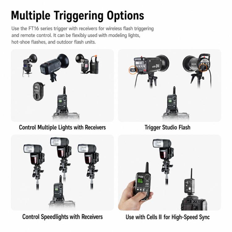 Studio Light Camera Flash Trigger, Godox Transmitter, Godox FT16 Receiver, Godox FT16 Transmitter+Receiver, Godox FT16 Transmitter+2 Receiver, Godox FT16 Transmitter+3 Receiver, Godox FT16-S Receiver, Godox FT16-S Transmitter+Receiver                  ...