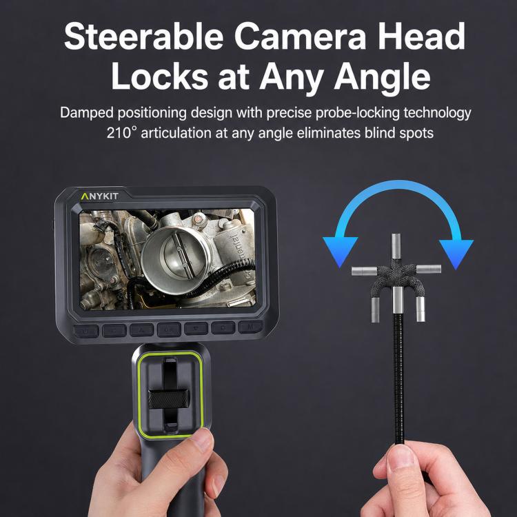ANYKIT AD430 360-Degree Rotating Industrial Endoscope HD 4.3 inch Screen Pipe & Auto Inspection Borescope, AD430