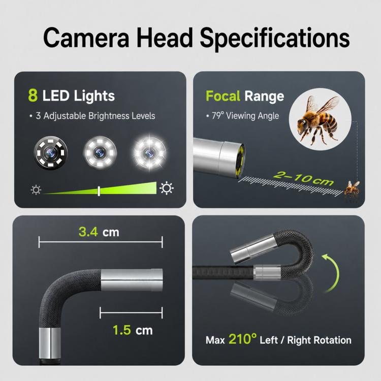 ANYKIT AD430 360-Degree Rotating Industrial Endoscope HD 4.3 inch Screen Pipe & Auto Inspection Borescope, AD430