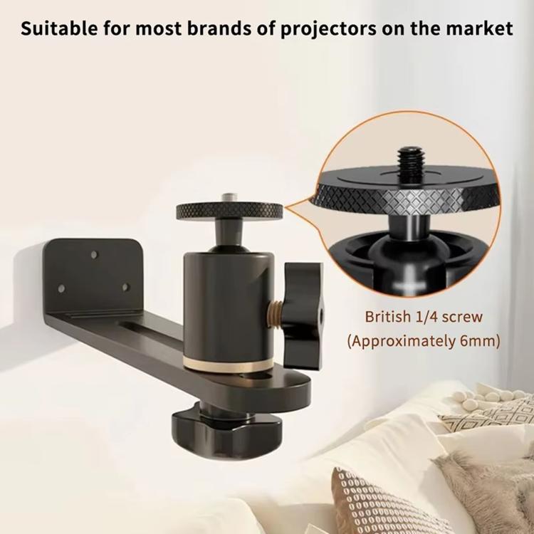 Projector Wall Mount Bracket With 1/4 inch Screw 360 Adjustable Slide Rail Bedside Stand