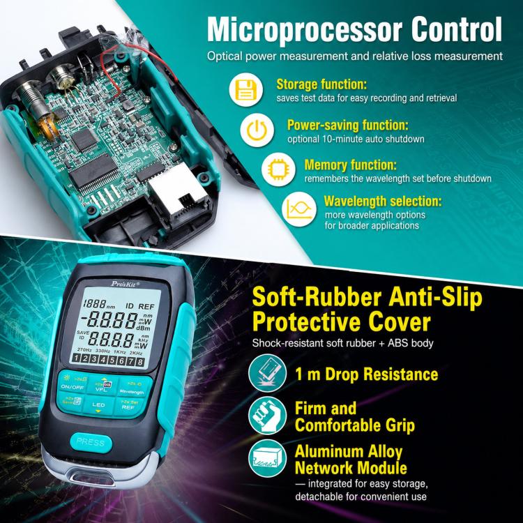 Multifunctional Optical Power Meter 4 In 1 Fiber Optic Tester, Proskit MT-7615-C 15nW, Proskit MT-7616-C 30nW