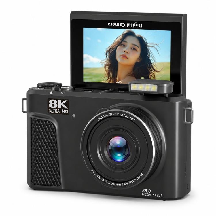 8K Digital Camera With 3.0 Inch IPS Screen 18X Zoom Auto Focus WiFi Micro Camera, White No Memory Card, Black No Memory Card, Pink No Memory Card, White 32GB Memory Card+USB Card Reader, Black 32GB Memory Card+USB Card Reader                           ...