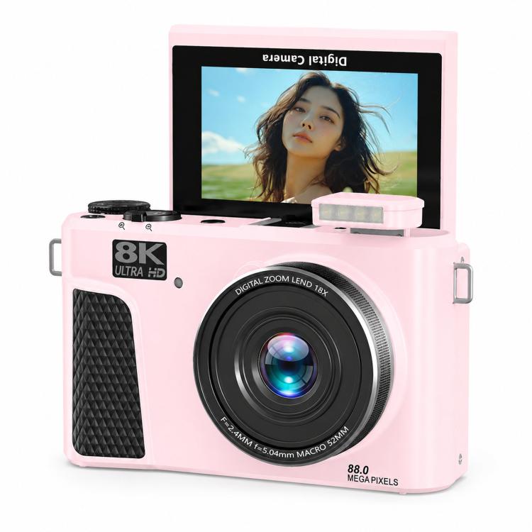 8K Digital Camera With 3.0 Inch IPS Screen 18X Zoom Auto Focus WiFi Micro Camera, White No Memory Card, Black No Memory Card, Pink No Memory Card, White 32GB Memory Card+USB Card Reader, Black 32GB Memory Card+USB Card Reader                           ...