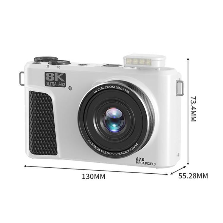 8K Digital Camera With 3.0 Inch IPS Screen 18X Zoom Auto Focus WiFi Micro Camera, White No Memory Card, Black No Memory Card, Pink No Memory Card, White 32GB Memory Card+USB Card Reader, Black 32GB Memory Card+USB Card Reader                           ...
