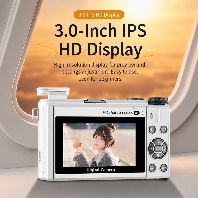8K Digital Camera With 3.0 Inch IPS Screen 18X Zoom Auto Focus WiFi Micro Camera, White No Memory Card, Black No Memory Card, Pink No Memory Card, White 32GB Memory Card+USB Card Reader, Black 32GB Memory Card+USB Card Reader                           ...