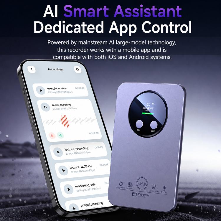 FW922H AI Smart Card Voice Recorder For Office Meetings 152 Languages Recognition Magnetic Suction Audio Recorder, FW922H