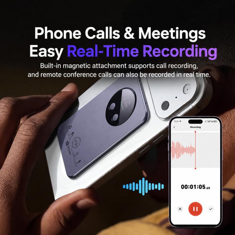 FW922H AI Smart Card Voice Recorder For Office Meetings 152 Languages Recognition Magnetic Suction Audio Recorder, FW922H