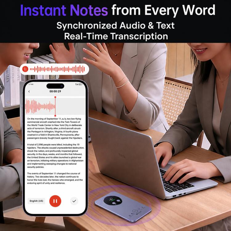 FW922H AI Smart Card Voice Recorder For Office Meetings 152 Languages Recognition Magnetic Suction Audio Recorder, FW922H