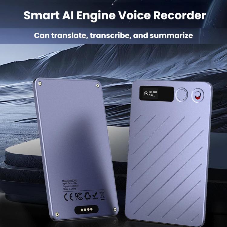 FW920DLT Ultra-Thin Portable Card Voice Recorder AI Text Transcription & Intelligent Summary Audio Recorder, FW920DLT