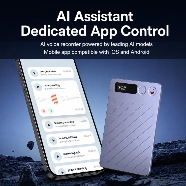FW920DLT Ultra-Thin Portable Card Voice Recorder AI Text Transcription & Intelligent Summary Audio Recorder, FW920DLT