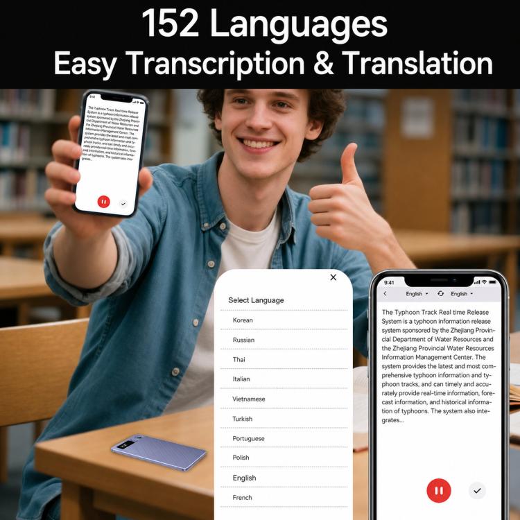 FW920DLT Ultra-Thin Portable Card Voice Recorder AI Text Transcription & Intelligent Summary Audio Recorder, FW920DLT