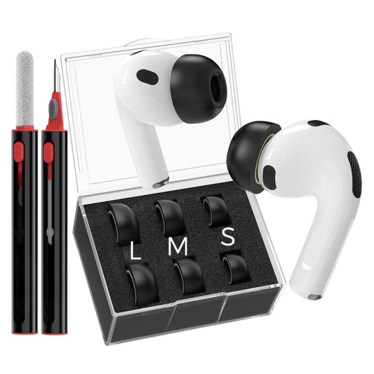For AirPods Pro 3 AhaStyle WE38 3pairs Memory Foam Ear Caps Replacement Earbuds Set With 3 In 1 Cleaner Pen