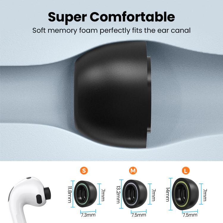 For AirPods Pro 3 AhaStyle WE38 3pairs Memory Foam Ear Caps Replacement Earbuds Set With 3 In 1 Cleaner Pen