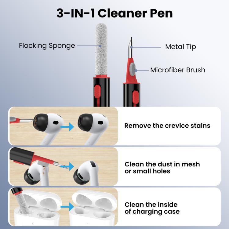 For AirPods Pro 3 AhaStyle WE38 3pairs Memory Foam Ear Caps Replacement Earbuds Set With 3 In 1 Cleaner Pen