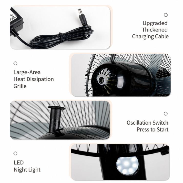 Solar Pedestal Fan With 18000mAh Battery 16 inch Standing Fan