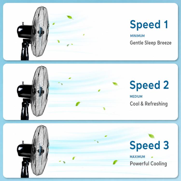 Solar Pedestal Fan With 18000mAh Battery 16 inch Standing Fan