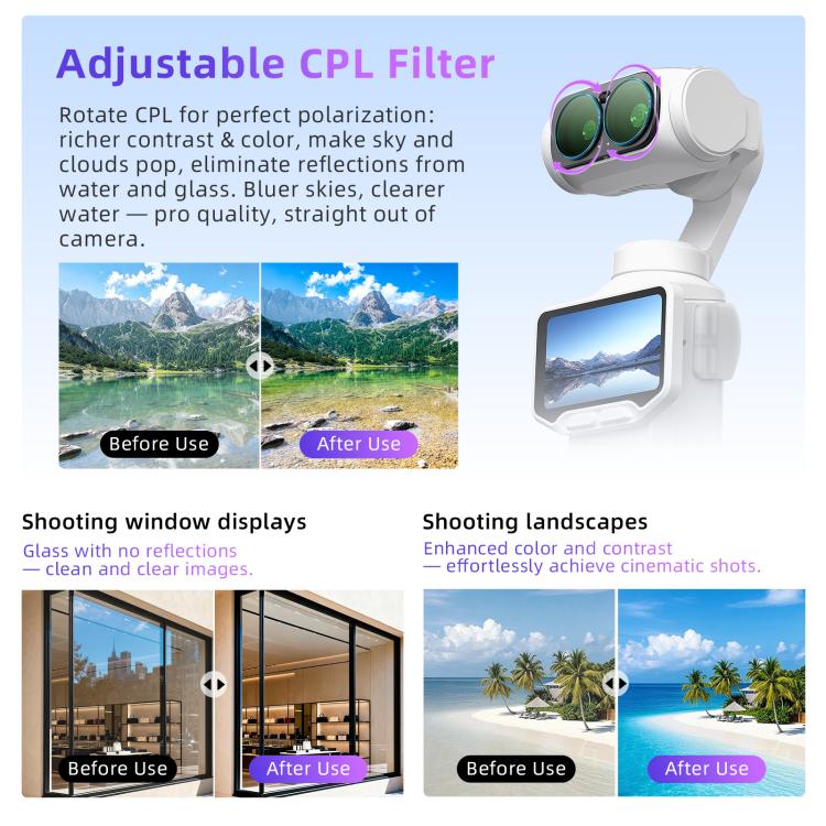 For Insta360 Luna Ultra aMagisn Magnetic Lens Filter, Adj CPL/UV/Black Mist/VND2-32/LPR, Adj CPL/UV/Black Mist/VND2-32, Adj CPL/VND2-32, ND8/16/32/64/128, Adjustable CPL Filter, 1/4 Black Diffusion, LPR, VND2-32, ND8, ND16, ND32, ND64, ND128, 6-Point Star