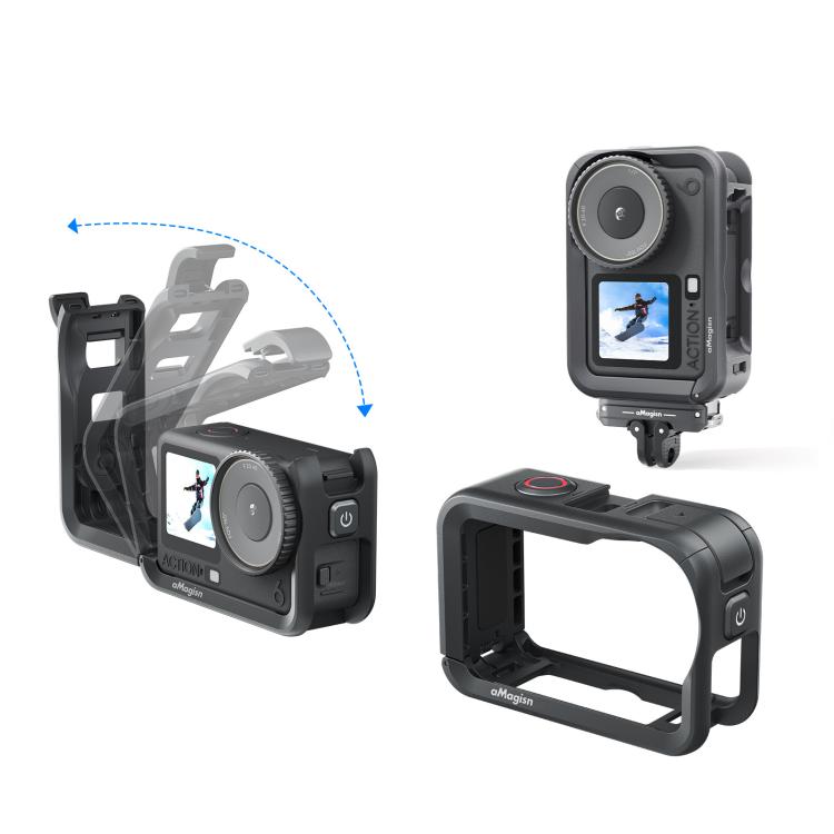 For DJI OSMO Action 6 aMagisn Utility Frame Protective Camera Cage with Cold Shoe Mount & 1/4inch Threaded Hole