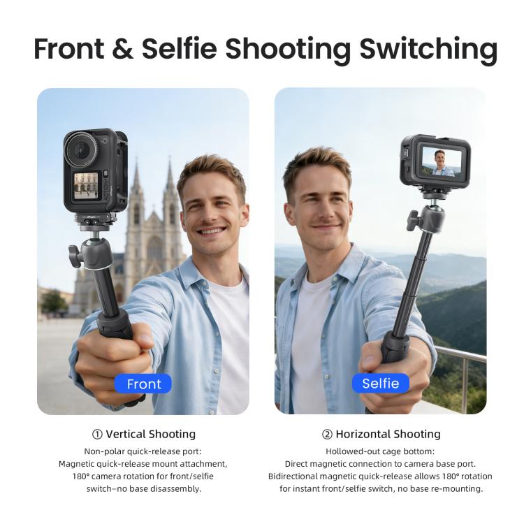 For DJI OSMO Action 6 aMagisn Utility Frame Protective Camera Cage with Cold Shoe Mount & 1/4inch Threaded Hole