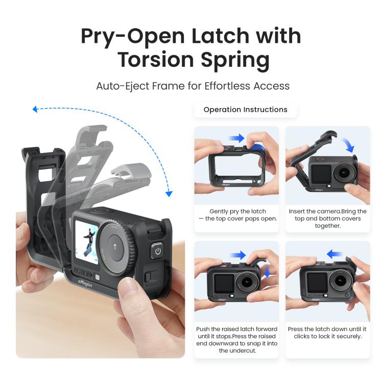 For DJI OSMO Action 6 aMagisn Utility Frame Protective Camera Cage with Cold Shoe Mount & 1/4inch Threaded Hole