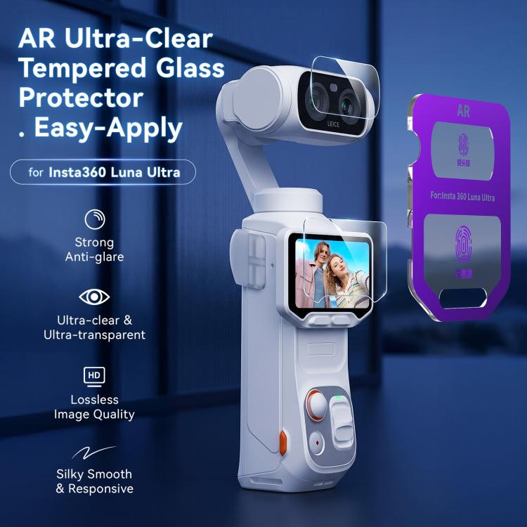 For Insta360 Luna Ultra aMagisn AR Tempered Glass Screen and Lens Protector, 1 Set, 2 Sets