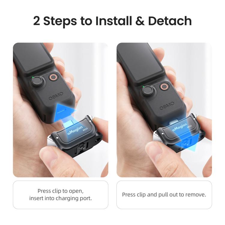aMagisn Dual-Interface Quick Release Mount for DJI Pocket 4 / 3, Standard Mount, Charging Mount