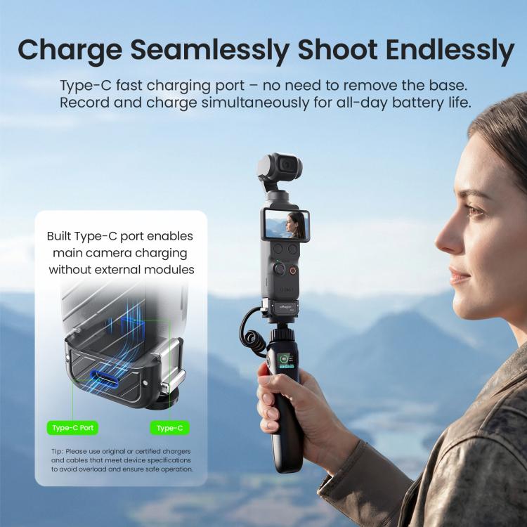 aMagisn Dual-Interface Quick Release Mount for DJI Pocket 4 / 3, Standard Mount, Charging Mount