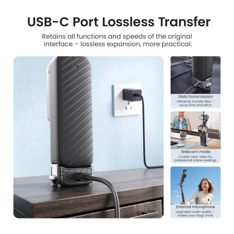 aMagisn Dual-Interface Quick Release Mount for DJI Pocket 4 / 3, Standard Mount, Charging Mount