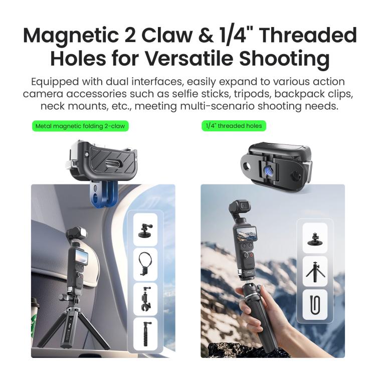 aMagisn Dual-Interface Quick Release Mount for DJI Pocket 4 / 3, Standard Mount, Charging Mount