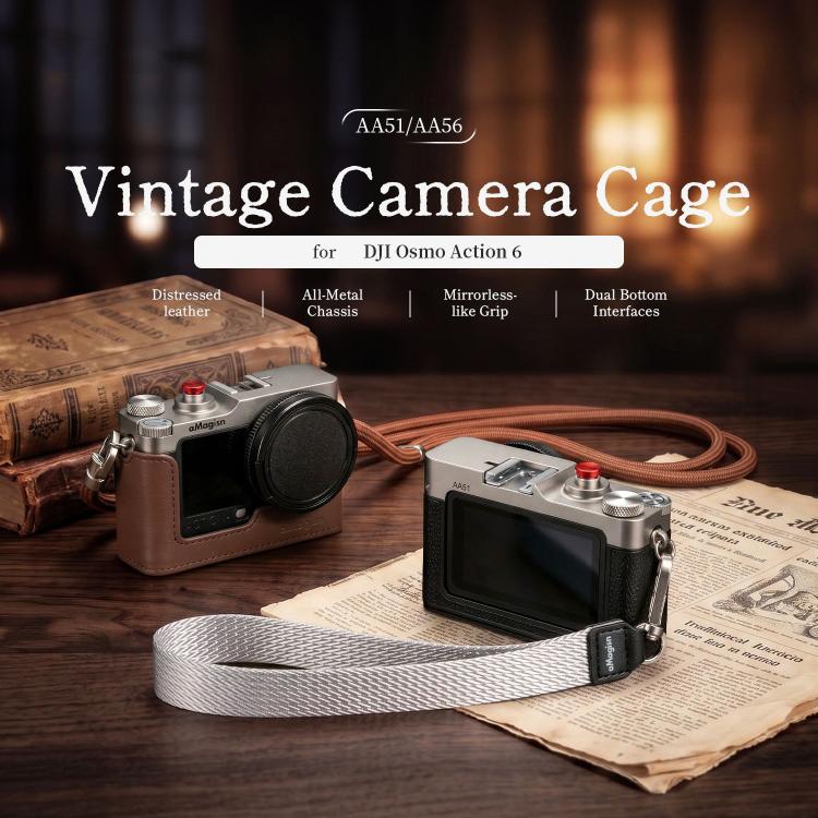 For DJI Osmo Action 6 aMagisn Vintage Street Vlog Camera Cage Metal Case, Standard Version, Flagship Version