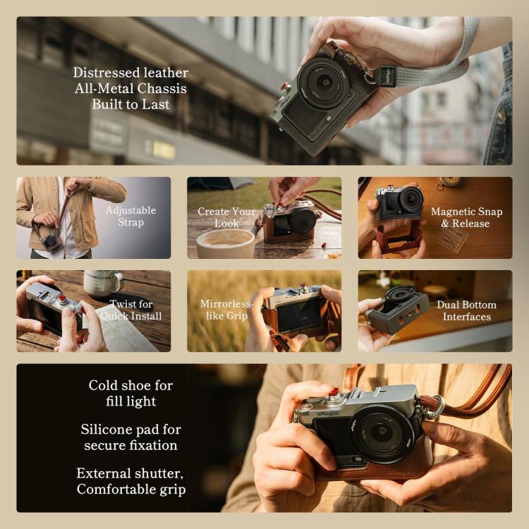 For DJI Osmo Action 6 aMagisn Vintage Street Vlog Camera Cage Metal Case, Standard Version, Flagship Version