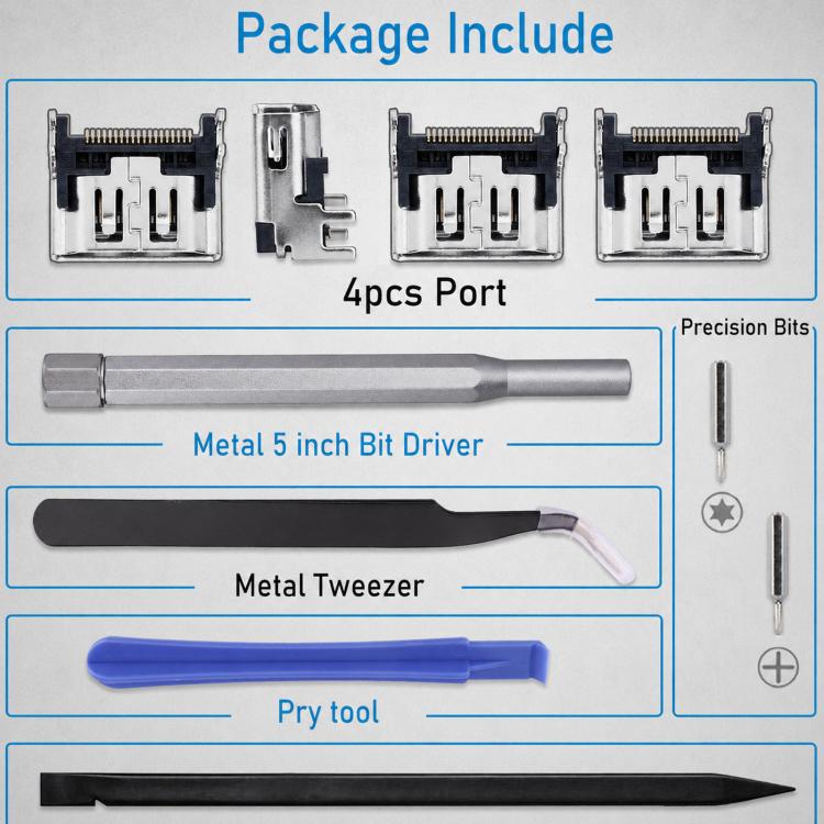 For PS5 Console 4-Piece HDMI Sockets With T8 Screwdriver And Pry Repair Tools Set