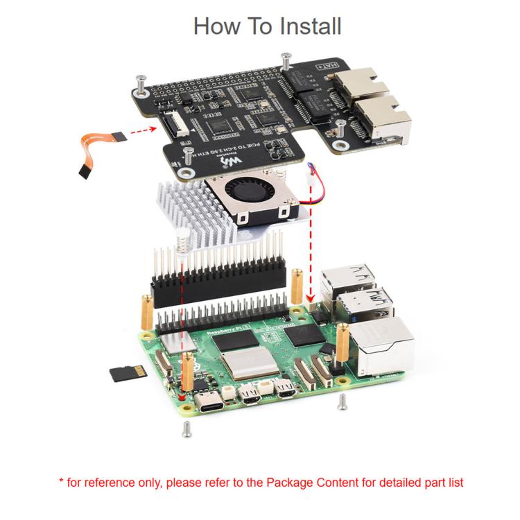 Waveshare PCIe TO 2-CH 2.5G ETH Adapter For Raspberry Pi 5 With Dual RTL8125 Chips, 34932