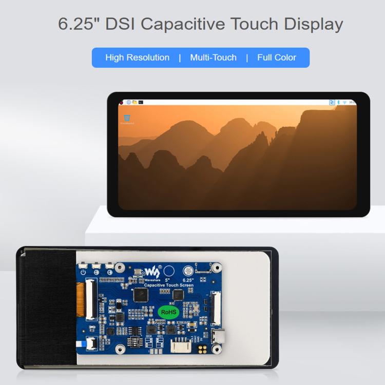 Waveshare 6.25inch DSI Capacitive Touch Display Type B 720 × 1560 Resolution IPS Panel, 35000