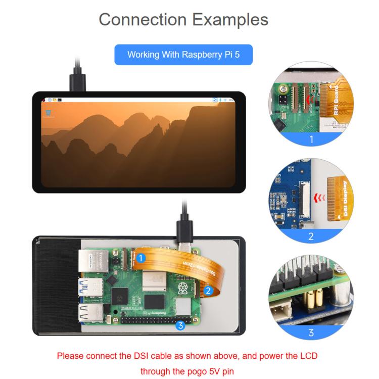 Waveshare 6.25inch DSI Capacitive Touch Display Type B 720 × 1560 Resolution IPS Panel, 35000