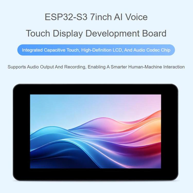 WAVESHARE ESP32-S3 7 Inch AI Voice Touch Display Development Board, 800 × 480 Resolution, 5-Point Touch, IPS Display Panel, Supports 2.4GHz Wi-Fi & BLE 5, 34894