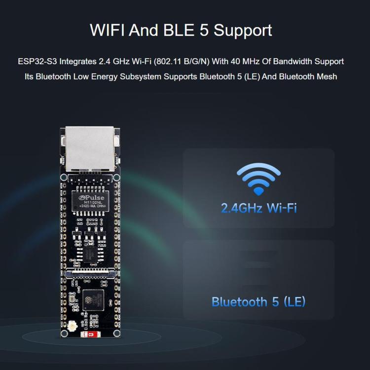 WAVESHARE ESP32-S3 ETH Development Board, 10/100Mbps RJ45 Ethernet Port, Wi-Fi & Bluetooth Support, 240MHz Dual Core Processor, Single Board No Soldered Pin Header, Mainboard+OV5640 Camera No Soldered Pin Header                                         ...