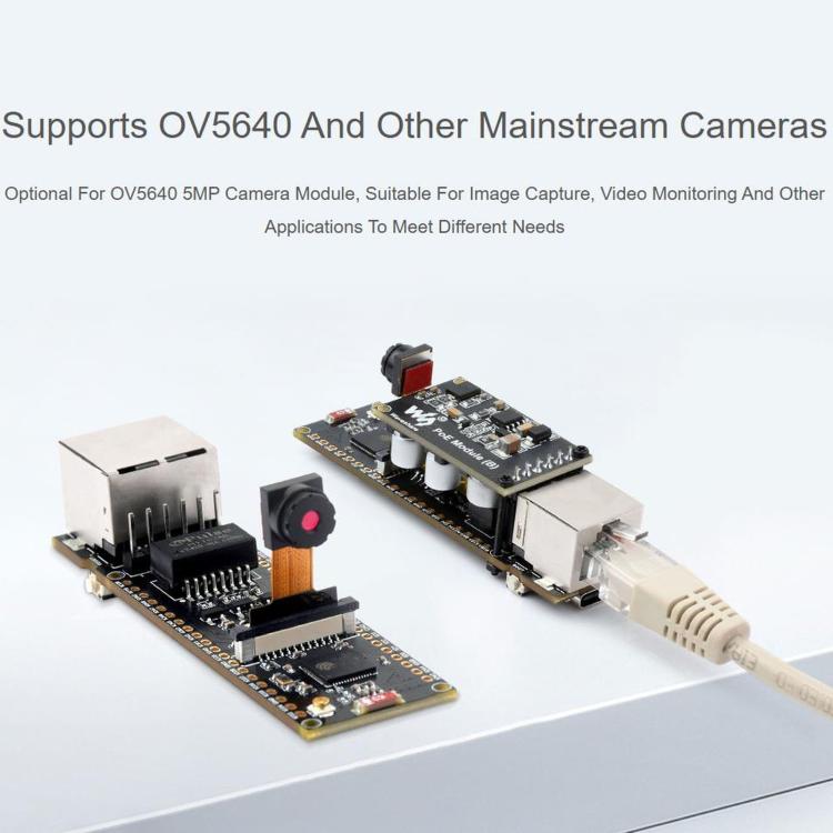 WAVESHARE ESP32-S3 ETH Development Board, 10/100Mbps RJ45 Ethernet Port, Wi-Fi & Bluetooth Support, 240MHz Dual Core Processor, Single Board No Soldered Pin Header, Mainboard+OV5640 Camera No Soldered Pin Header                                         ...