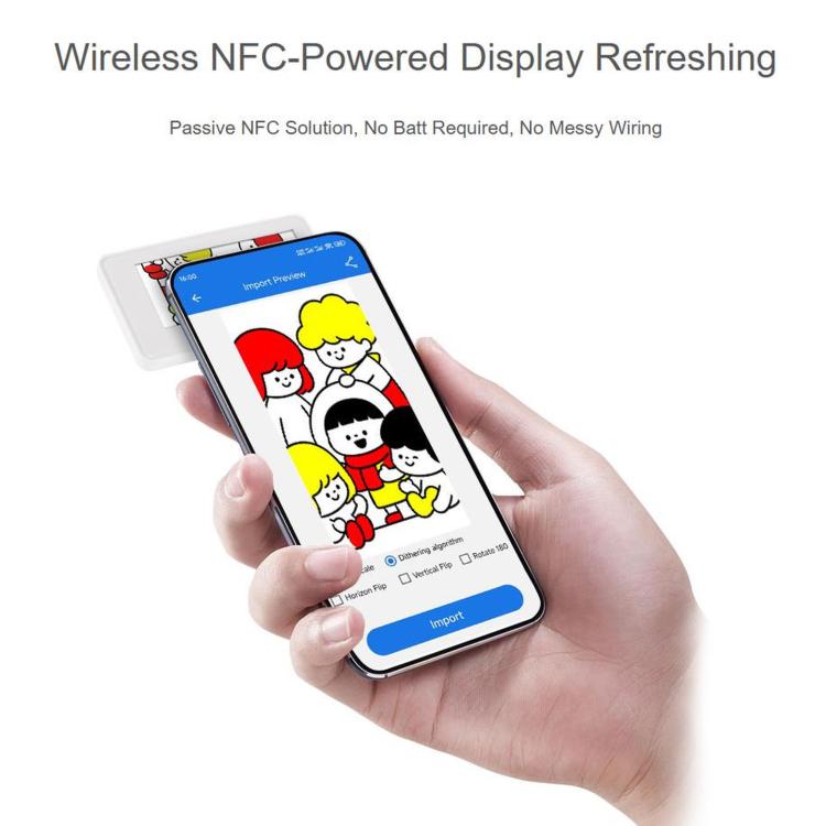 WAVESHARE 2.9 Inch Passive NFC-Powered E-Paper (G), Red / Yellow / Black / White 4-Color Displaying, Wireless Powering & Refreshing, 34751