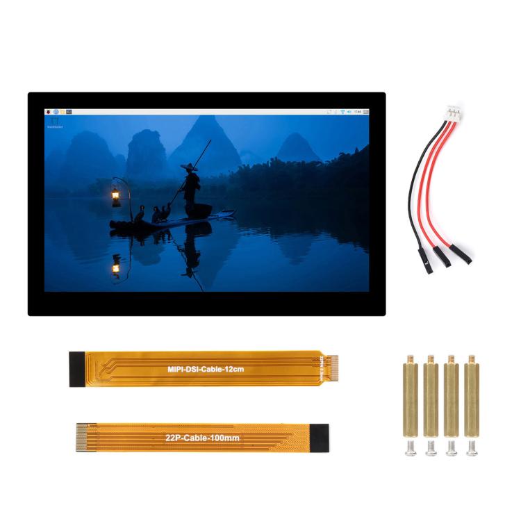 WAVESHARE 13.3 inch High Resolution DSI Capacitive Touch Display, 1920 × 1080, IPS, Toughened Glass Panel, DSI Interface, 10-Point Touch, Without Back Panel, With Back Panel