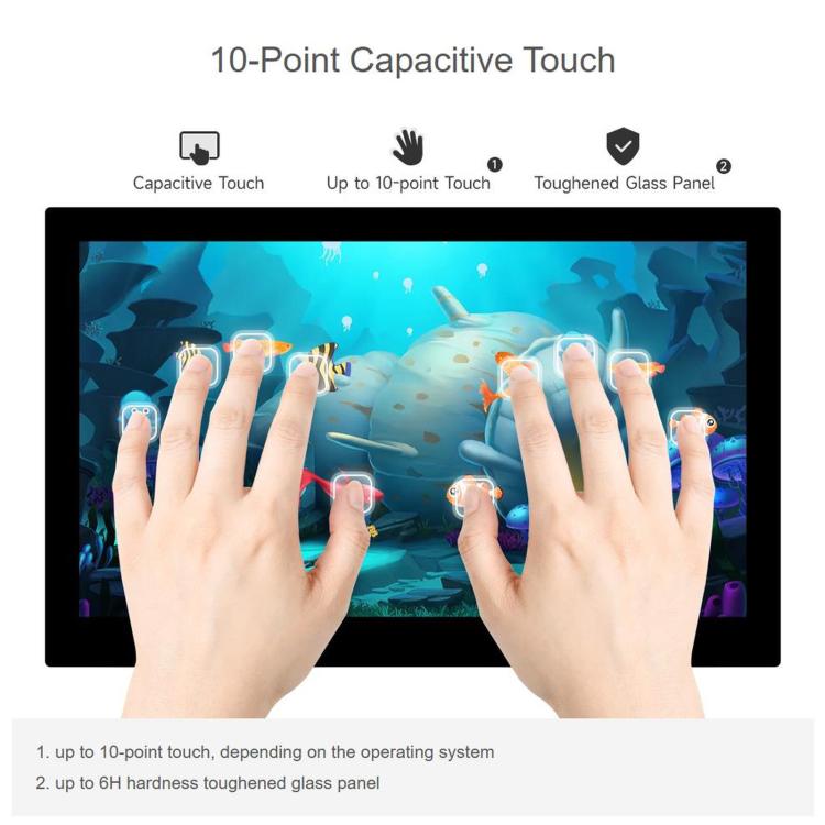 WAVESHARE 13.3 inch High Resolution DSI Capacitive Touch Display, 1920 × 1080, IPS, Toughened Glass Panel, DSI Interface, 10-Point Touch, Without Back Panel, With Back Panel