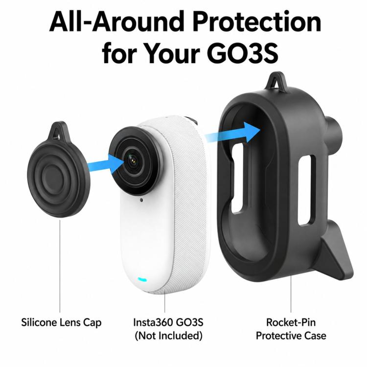 For Insta360 GO 3S & GO 3 Anti-Shake Silicone Case Rocket Brooch Cover With Anti-Lost Lens Cap