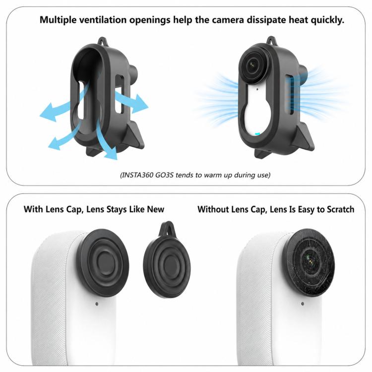 For Insta360 GO 3S & GO 3 Anti-Shake Silicone Case Rocket Brooch Cover With Anti-Lost Lens Cap