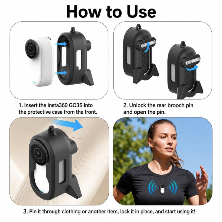 For Insta360 GO 3S & GO 3 Anti-Shake Silicone Case Rocket Brooch Cover With Anti-Lost Lens Cap